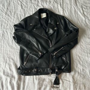 Wilfred Free Lennon Relaxed Leather Biker Jacket | M